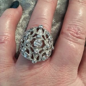Sterling Silver Art Deco Inspired CZ Ring 6